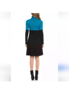 NWT Karen Kane Women's Color Block cowl neck Teal & black Dress Sz 3x